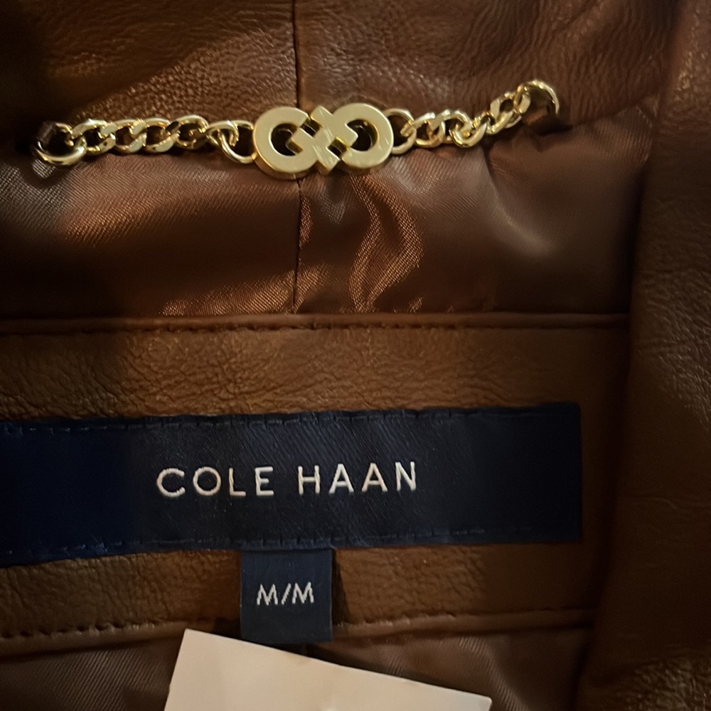 NWT Cole Haan Wing Collar Leather Jacket M - Picture 7 of 7